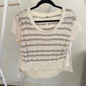 Free People XS Boho Short Sleeve High-Low Striped Sweater